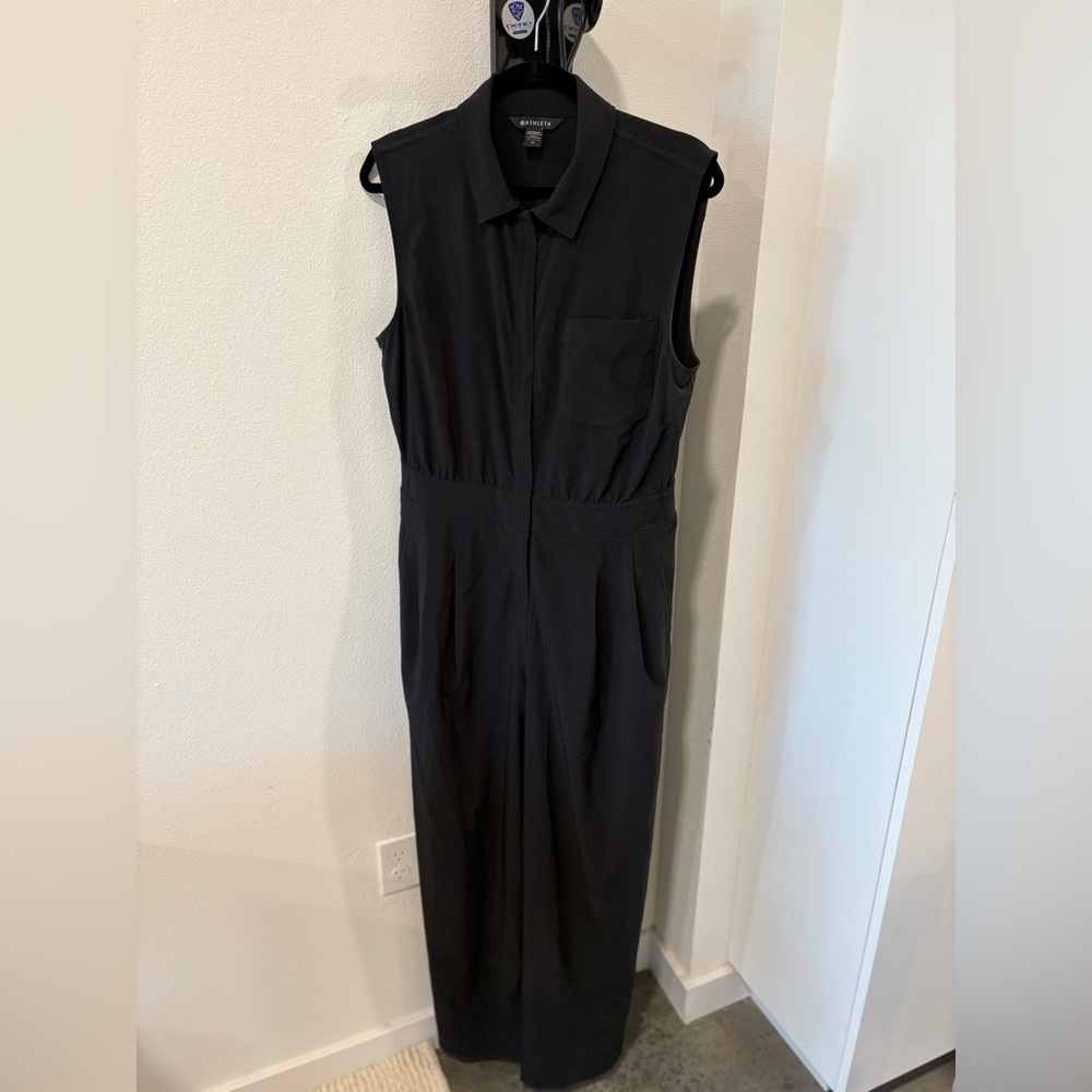 Athleta Brooklyn Wide Leg Black Sleeveless Jumpsuit